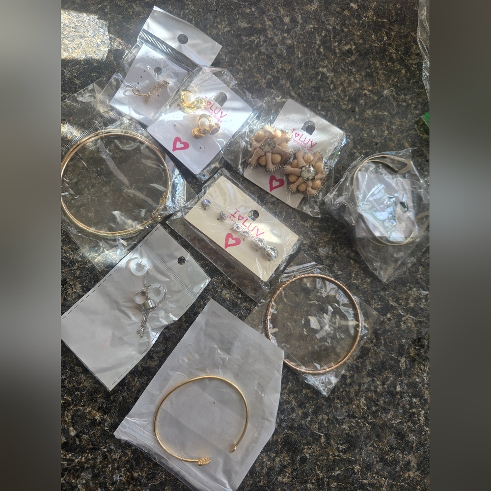 New Jewlery Earring Bundle Gold Bracelets Bow Y2k Pearls Gift